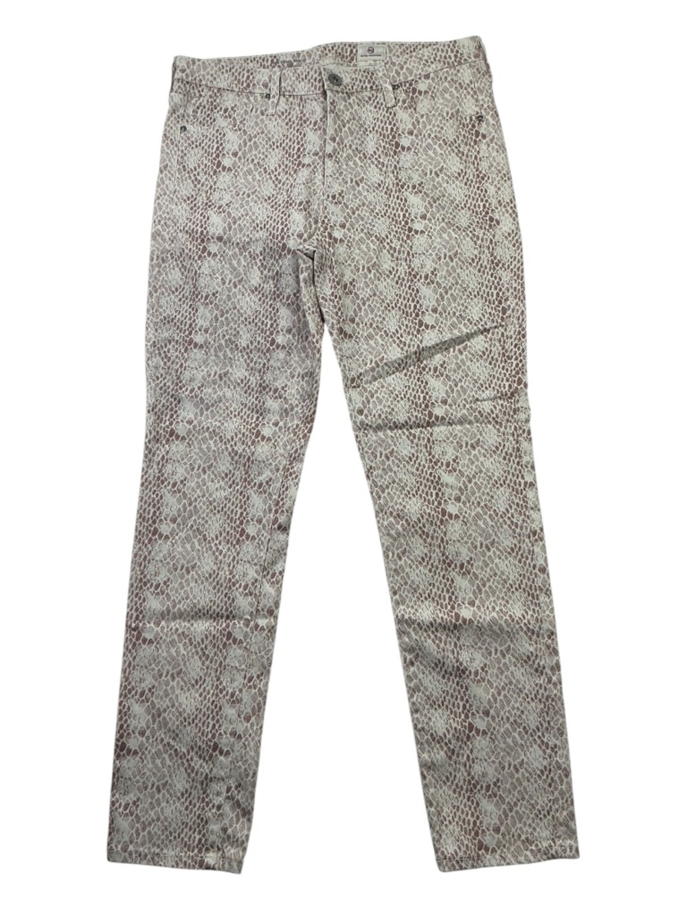 AG Prima Snake Print Cigarette Ankle Skinny Jeans 30R Python Ivory Dust